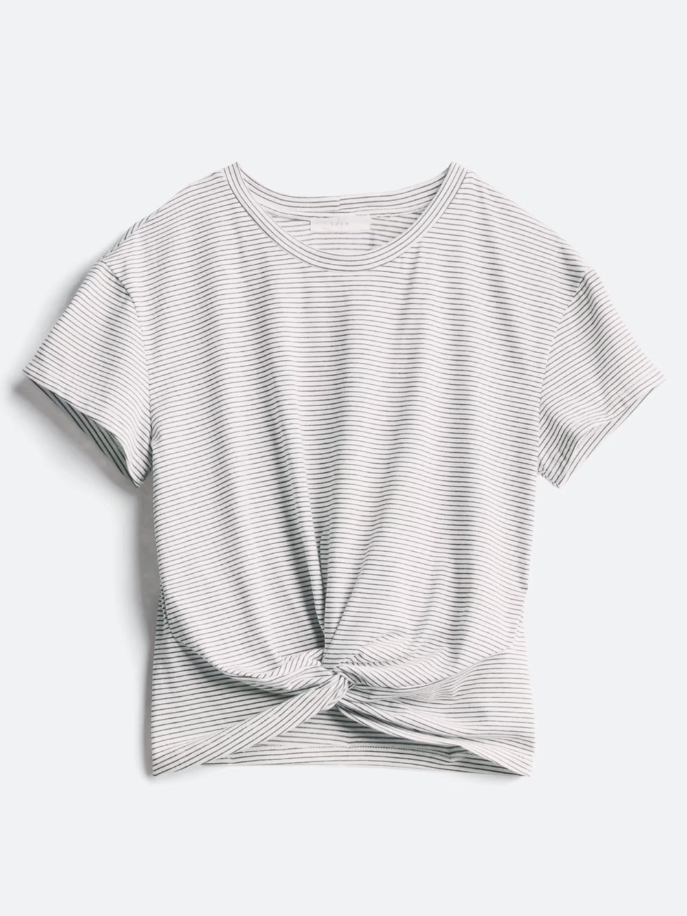 Lush White & Black Striped Short-Sleeve Crop Knot Tee XL NWOT